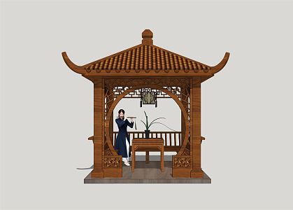 Chinese style pavilion leisure pavilion 3d model