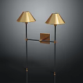 Elegant Modern Golden Wall Lamp With Conical Shade And Metal Stand Design
