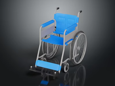 Premium Blue Medical Wheelchair with Lightweight Frame and Ergonomic Comfortable Seat 3d model