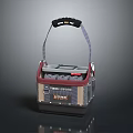 Portable Red And Gray Household Storage Box With Black Handle And Organizer Compartments