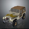 Beige Jeep Prism Cruise With Brown Top Yellow Eagle Graphic Black Tires Gold Rims
