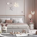 Cozy Pastel Kids Room Interior With Bed Bookshelf Study Desk Star Decorations And Toys