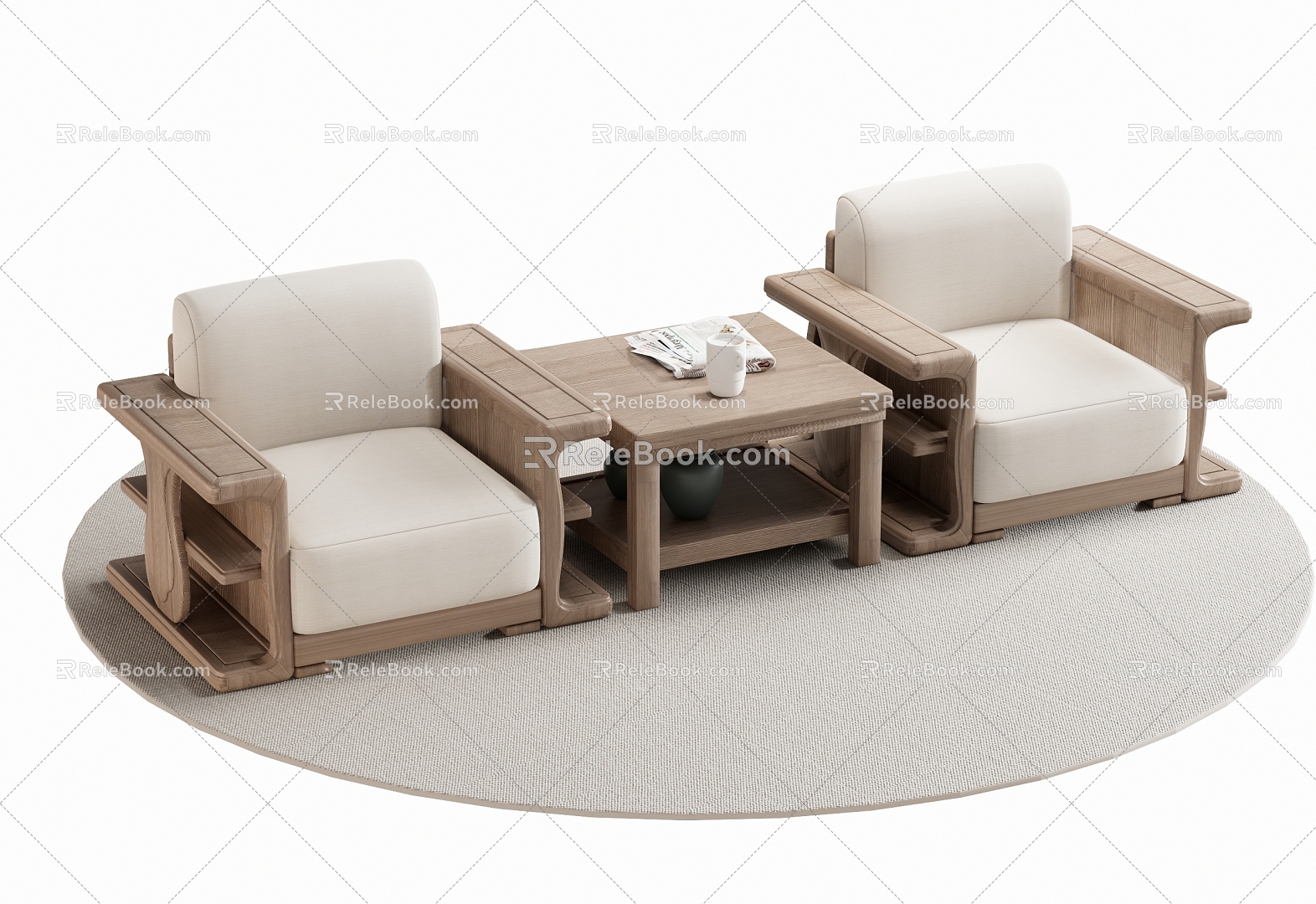 New Chinese Style Single Sofa Leisure Chair Single Chair 3d model