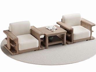 New Chinese Style Single Sofa Leisure Chair Single Chair 3d model