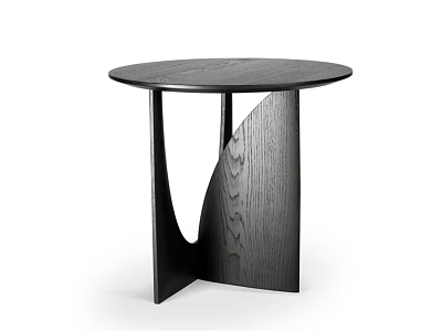 Modern Black Wooden Side Table With Round Top And Unique Leg Design 3d model
