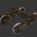 Rusty Metal Mechanical Frame Structure With Four Wheels And Industrial Components 3d model