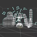 Colorful Block Style Cartoon Characters With Musical Notes And Stars Playing Together