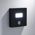 Modern Black Square Wall Light With Illuminated Panel And Round Button 3d model