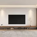 Modern Living Room Interior Design With Large TV Wall Wooden Stand And Area Rug