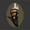 Fantasy Rabbit Creature With Black Body Orange Ears Scaled Pattern Yellow Eyes On Circular Base