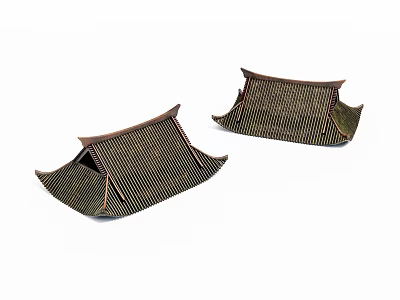 Two Striped Fabric Decorative Pieces With Brown And White Patterns 3d model