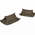Two Striped Fabric Decorative Pieces With Brown And White Patterns