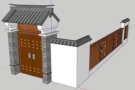 new chinese style gate 3d model