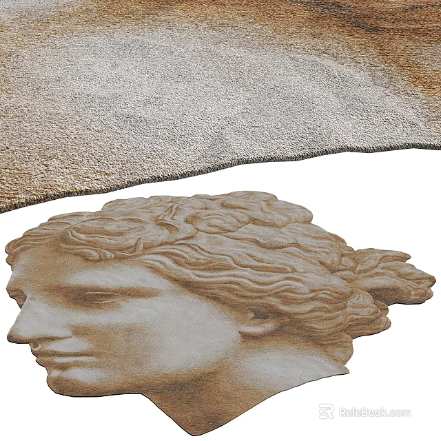Artistic Human Head Sculpture Shaped Area Rug 3d model