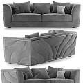 Modern Grey Two Seater Sofa With Soft Cushions And Wave Pattern Design 3d model