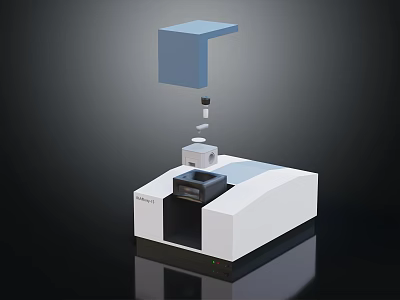 Sleek Modern Desktop Office Appliance With White Blue Design And Black Tray 3d model