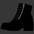 Fashionable Black Leather Boots With Chunky Sole And High Heel Design