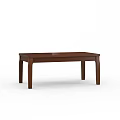 Dark Brown Wooden Dining Table With Simple Design And Four Legs 3d model
