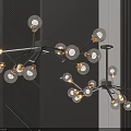 Modern Branch Design Chandelier With Black Frame And Multiple Clear Bulbs 3d model