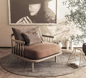 Nordic Fabric Single Sofa 3d model