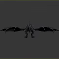 Mythical Dark Dragon Game Movie Character With Spiked Wings And Scales