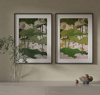 New Chinese Plant Painting Decorative Painting 3d model