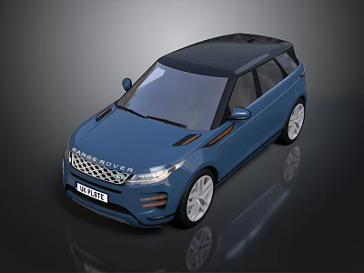 Range Rover SUV Blue Exterior With Black Roof And White Wheels Modern Design 3d model