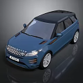 Range Rover SUV Blue Exterior With Black Roof And White Wheels Modern Design