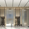 Modern Luxury Hotel Lobby Interior With Wooden Panels Marble Floor And Lighting