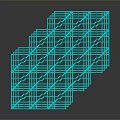 Turquoise Polygonal Mesh 3D Structure with Reflective Surface on Dark Background
