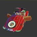 Red Vintage Toy Car With Winged Design Circular Emblem And Spirit License Plate
