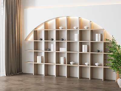 New Chinese bookcase decorative background wall model