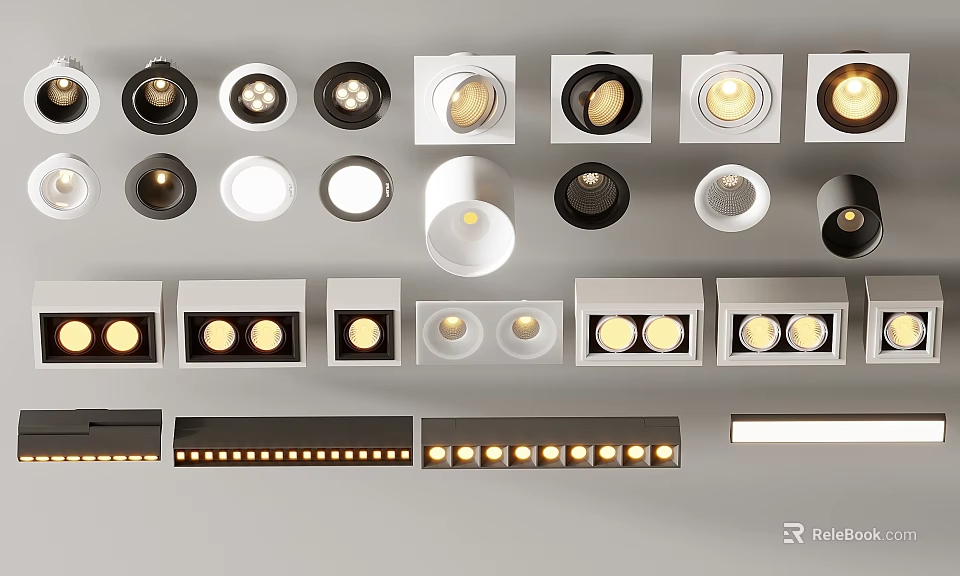 Modern Downlights And Spotlights With Various Styles For Home Lighting 3d model 