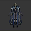 Fantasy Character In Blue Cloak With Mythical Bird Inspired Crown And Armor