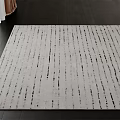 Modern Stylish Square Carpet With Light Gray And Black Striped Pattern On Dark Wooden Floor