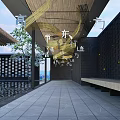 Modern Garden Ornaments With Stone Pathway Water Feature Wooden Ceiling And Green Plants Design