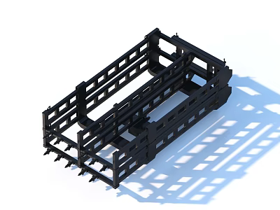 Black Industrial Metal Frame Structure For Heavy Duty Storage And Transport 3d model