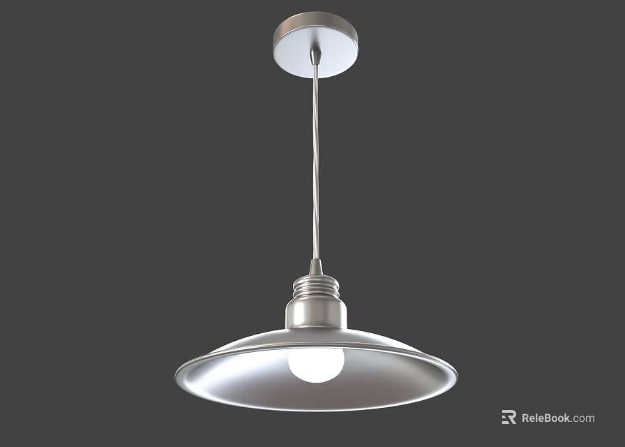 Modern Hanging Pendant Light With Metal Round Shade And Illuminated Design 3d model 