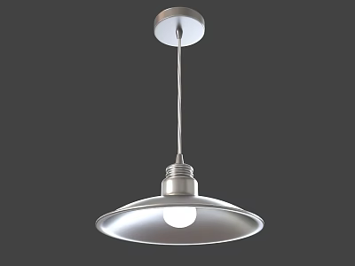 Modern Hanging Pendant Light With Metal Round Shade And Illuminated Design 3d model