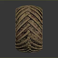 Vintage Heavy Duty Tire With Deep Tread And Blue Rim Design