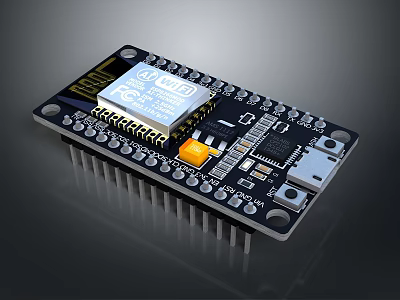 Advanced Microcontroller Development Board With Integrated Chip Connector And Circuit Pins 3d model