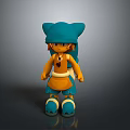 Cute Cartoon Style Toy Doll With Orange Blue Clothing Hat And Shoes