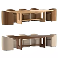 Modern Wooden Table and Chair Set with Brown and Beige Upholstered Seats