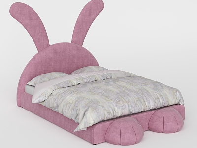 Modern Bedroom Children's Bed White Rabbit Bed 3d model