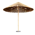 Natural Outdoor Garden Landscape With Handwoven Bamboo Umbrella Bamboo Pole And Round Base