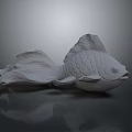 Artistic White Goldfish Sculpture With Detailed Scales Fins And Tail