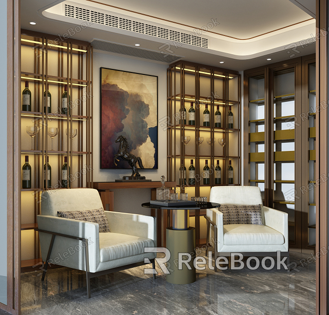 Modern Wine Tasting Area Wine Cabinet Leisure Sofa model