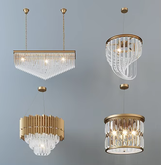 Light Luxury Crystal Chandelier Fashion Simple Metal Crystal Chandelier 3d model