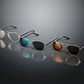Stylish Sunglasses With Metal Frames Various Lens Colors Reflective Surfaces And Trendy Designs