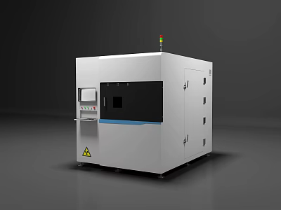 White Industrial Equipment With Control Panel Black Window Top Indicator Light Side Cabinets And Wheels 3d model